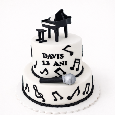 Torturi in pasta de zahar pentru fetite - Tort pian cu picioare