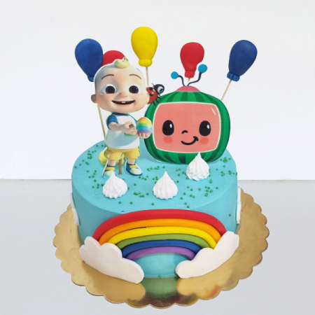 Torturi in frosting- crema pentru baieti - Tort in frosting cocomelon bleo