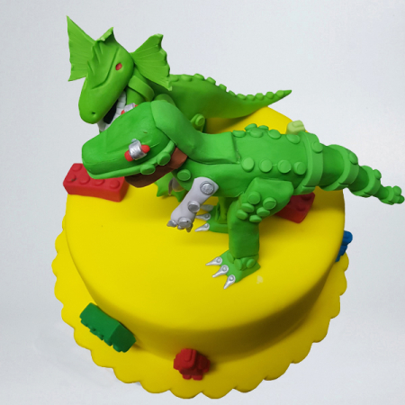Torturi in pasta de zahar pentru baietei - Tort Dinozauri Lego