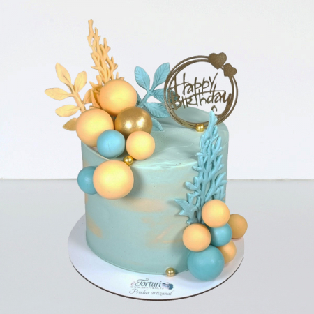 Torturi in frosting- crema pentru fetite - Tort in frosting elegant turquoise