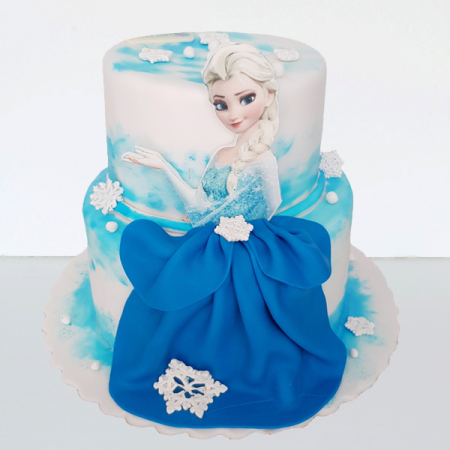 Torturi in pasta de zahar pentru fetite - Tort Elsa 2D, cu etaj