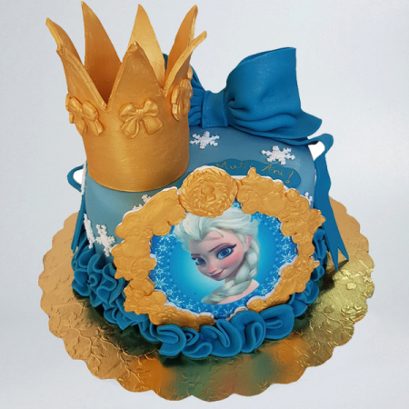 Torturi in pasta de zahar pentru fetite - Tort Elsa si coronita