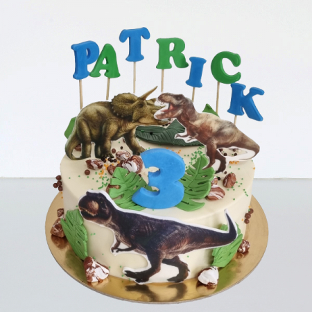 Torturi in frosting- crema pentru baieti - Tort in frosting Dinozauri 2D
