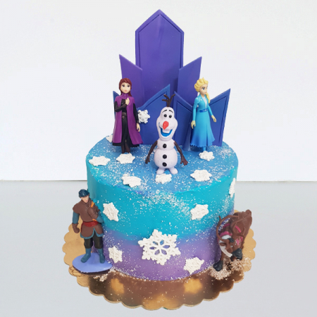 Torturi in frosting- crema pentru fetite - Tort Frozen, figurine plastic  cu turturi mari, in frosting