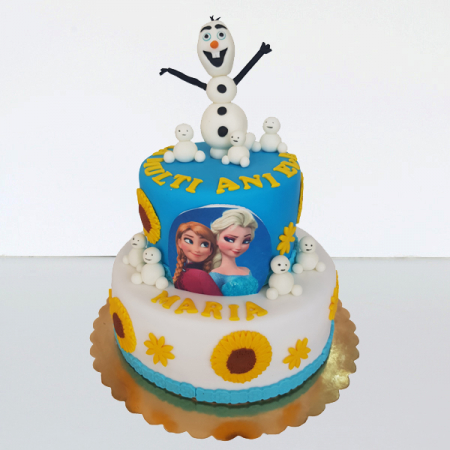 Torturi in pasta de zahar pentru fetite - Tort frozen fever cu etaj