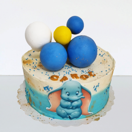 Torturi in frosting- crema pentru fetite - Tort cu elefantel si baloane in frosting
