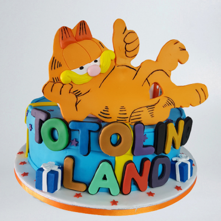 Torturi in pasta de zahar pentru baietei - Tort Garfield 2D