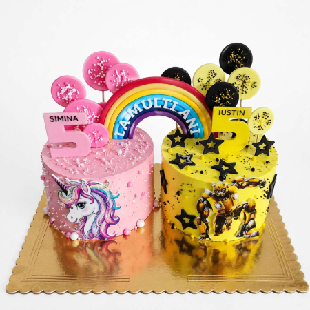 Torturi copii - Torturi in frosting gemeni unicorn si transformers