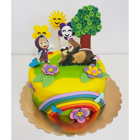 Torturi in pasta de zahar pentru fetite - Tort Goldie si ursulet 2D