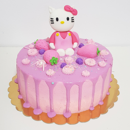 Torturi in frosting- crema - Tort Hallo Kitty - frosting roz