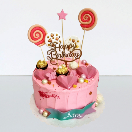Torturi in frosting- crema pentru fetite - Tort happy Birthday Ana
