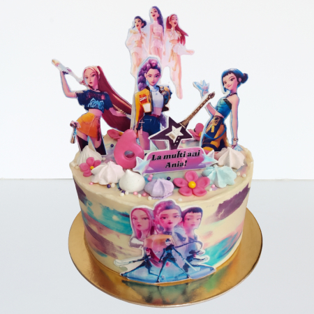 Torturi in frosting- crema - Tort in frosting K Pop Demon Hunters cu chitara