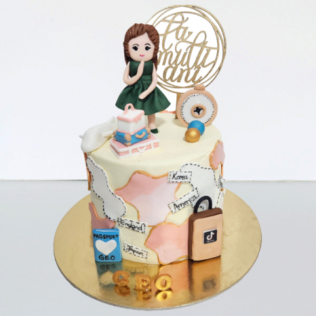 Torturi - Tort in frosting fetita in calatorie
