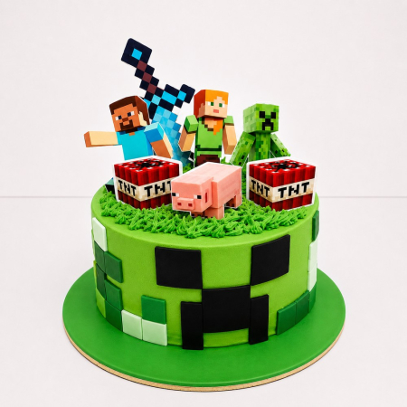 Torturi in frosting- crema pentru baieti - Tort in frosting Minecraft cu personaje mari