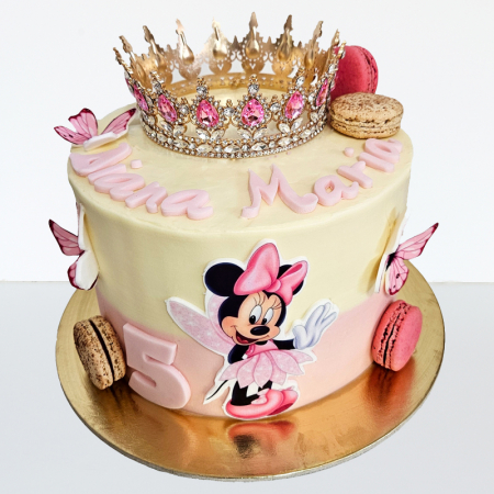 Torturi copii - Tort in frosting Coronita metal, sclipici, poza Minnie