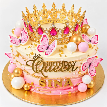 Torturi in frosting- crema - Tort in frosting coronita metal, sclipici, Sina