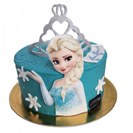 Torturi copii - Tort in frosting Elsa si coronita argintie