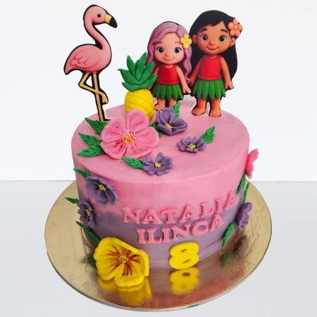 Torturi - Tort in frosting fetite si flamingo