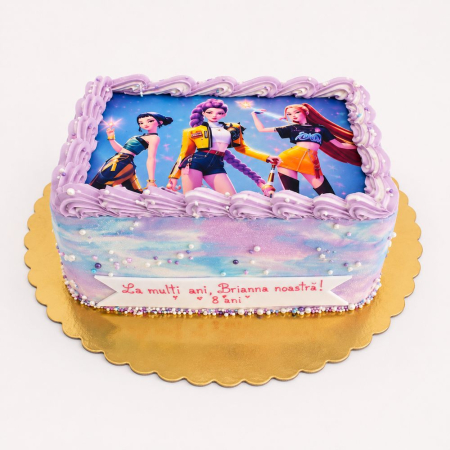 Torturi cu poza - Tort in  frosting dreptunghi poza Kpop demon Hunters