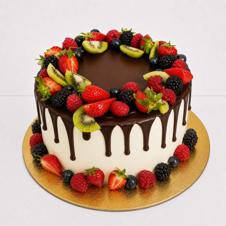 Torturi cu poza - Tort in frosting plin de fructe