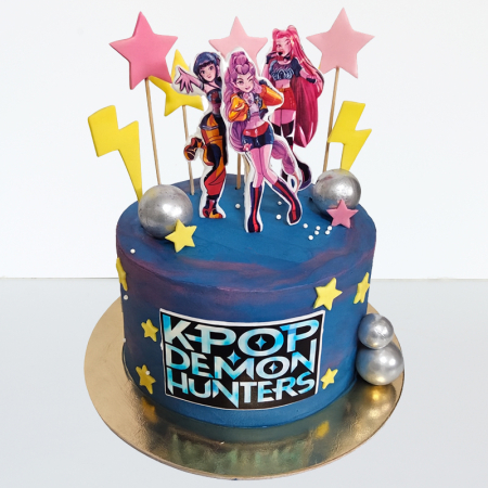 Torturi in frosting- crema - Tort in frosting albastru k Pop Demon Hunters