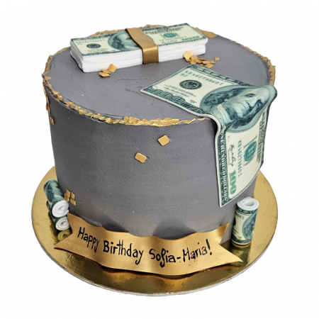 Torturi pentru adulti - Tort in frosting gri cu dolari
