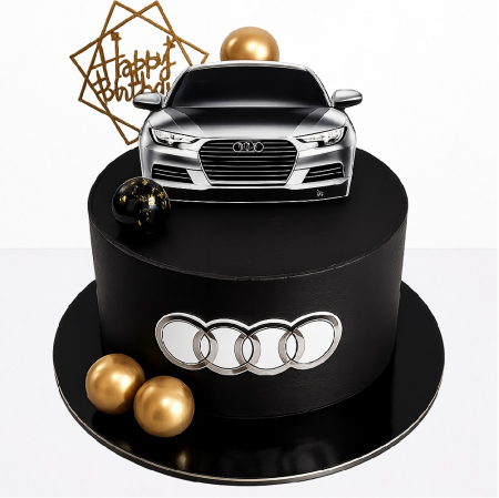 Torturi pentru adulti - Tort in frosting negru cu Audi