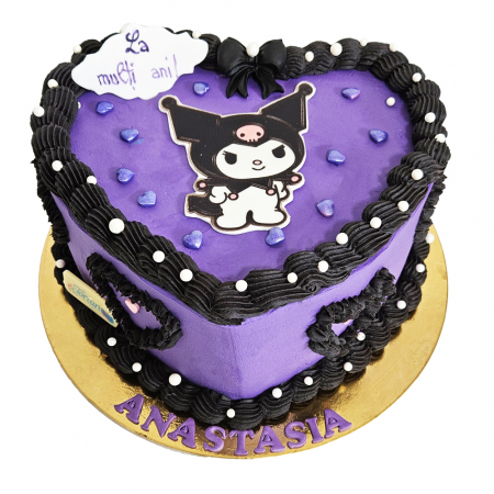 Torturi in frosting- crema - Tort in frosting inimioare Kuromi