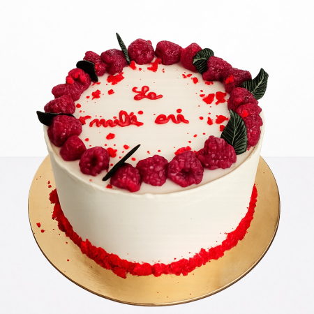 Torturi pentru adulti - Tort in frosting cu zmeura de jur imprejur