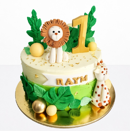Torturi pentru botez - Tort in frosting 2 animalute din jungla