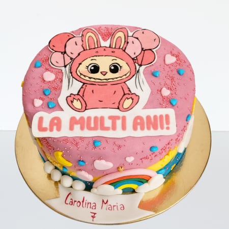 Torturi copii - Tort in frosting cu poza Labubu