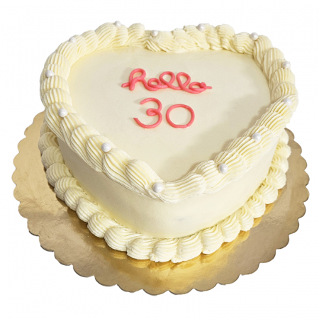Torturi pentru adulti - Tort in frosting alb inimioara alb cu sidef