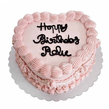 Torturi pentru adulti - Tort in frosting inimioara cu sidef pe roz