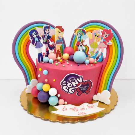 Torturi in frosting- crema pentru fetite - Tort in frosting Pony Party si curcubeu