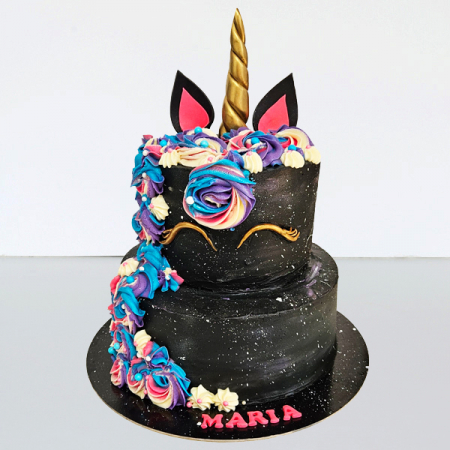 Torturi in frosting- crema - Tort in frosting unicorn negru