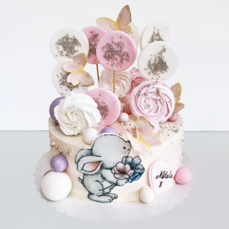 Torturi in frosting- crema - Tort in frosting cu silueta iepuras