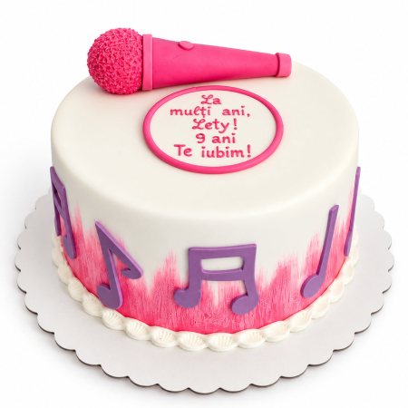 Torturi pentru pasiuni - Tort cu microfon roz