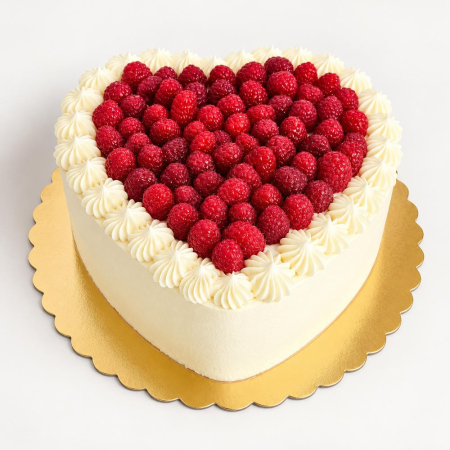 Torturi copii - Tort inimioara in frosting si multa zmeura