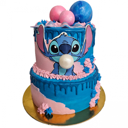 Torturi in frosting- crema pentru baieti - Tort in frosting Stitch cu baloane
