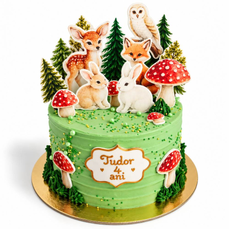 Torturi in frosting- crema pentru fetite - Tort in frosting animalute in padure