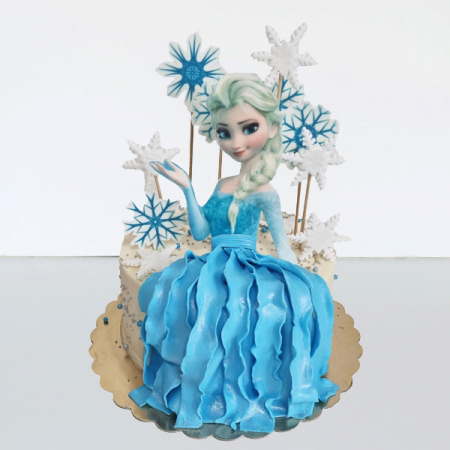 Torturi in frosting- crema - Tort in frosting elsa cu stelute