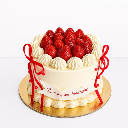 Torturi pentru adulti - Tort in frosting decorat cu capsuni intregi