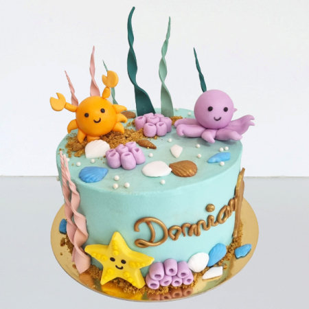 Torturi in frosting- crema pentru baieti - Tort in frosting animalute marine