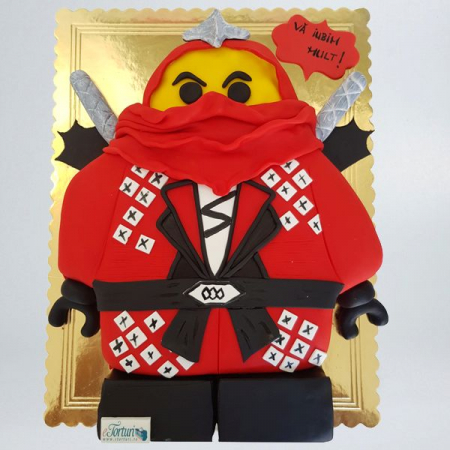 Torturi in pasta de zahar pentru baietei - Tort lego Ninjago - Kai