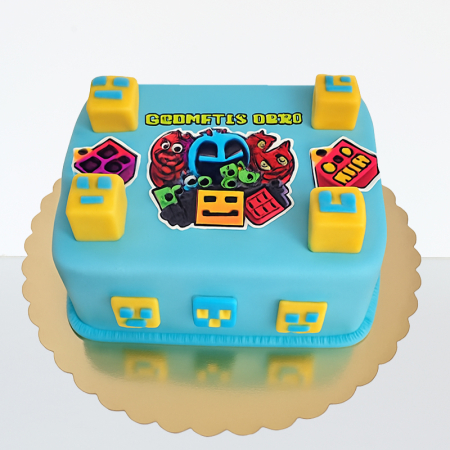 Torturi in pasta de zahar pentru fetite - Tort Geometry Dash