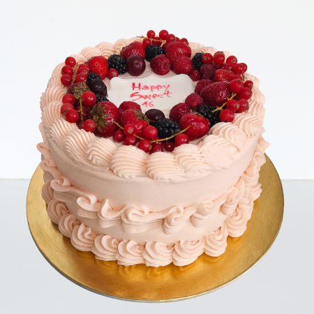 Torturi copii - Tort in frosting valuri si fructe