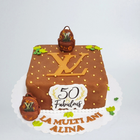 Torturi pentru adulti - Tort Louis Vuitton cu rucsac