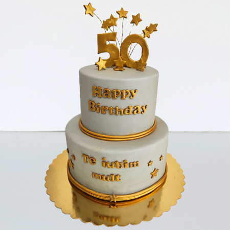 Torturi in pasta de zahar pentru baietei - Tort Happy Birthday 50
