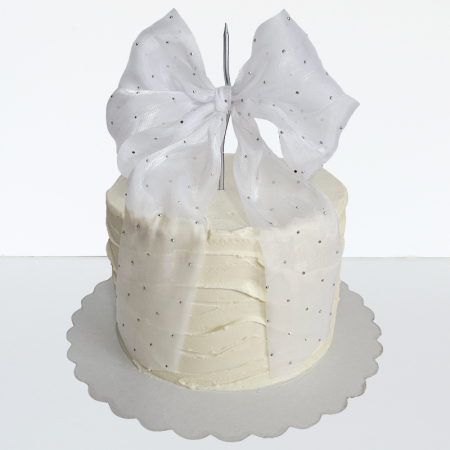 Tortulețe 1.7 kg - 2 kg - Tortulet in frosting fundita alba satin