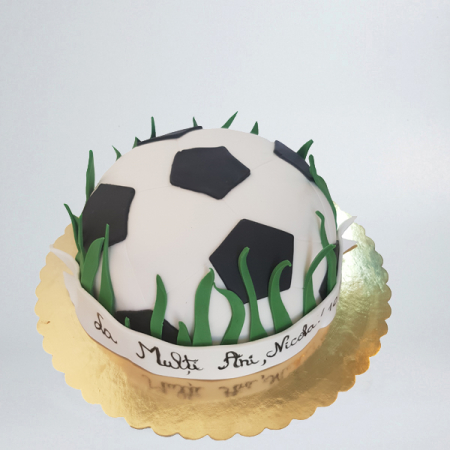 Torturi in pasta de zahar pentru baietei - Tort minge de fotbal